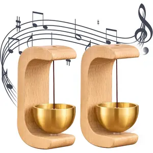 1/2/3 Magnetic Shopkeepers Bell for Door Opening - Vintage Wooden Wind Chime Doorbell with Brass Bell, Dopamine Decor & Wireless Adhesive Door Chime for Front Porch, Wall, Garden, Shop, Housewarming Gift