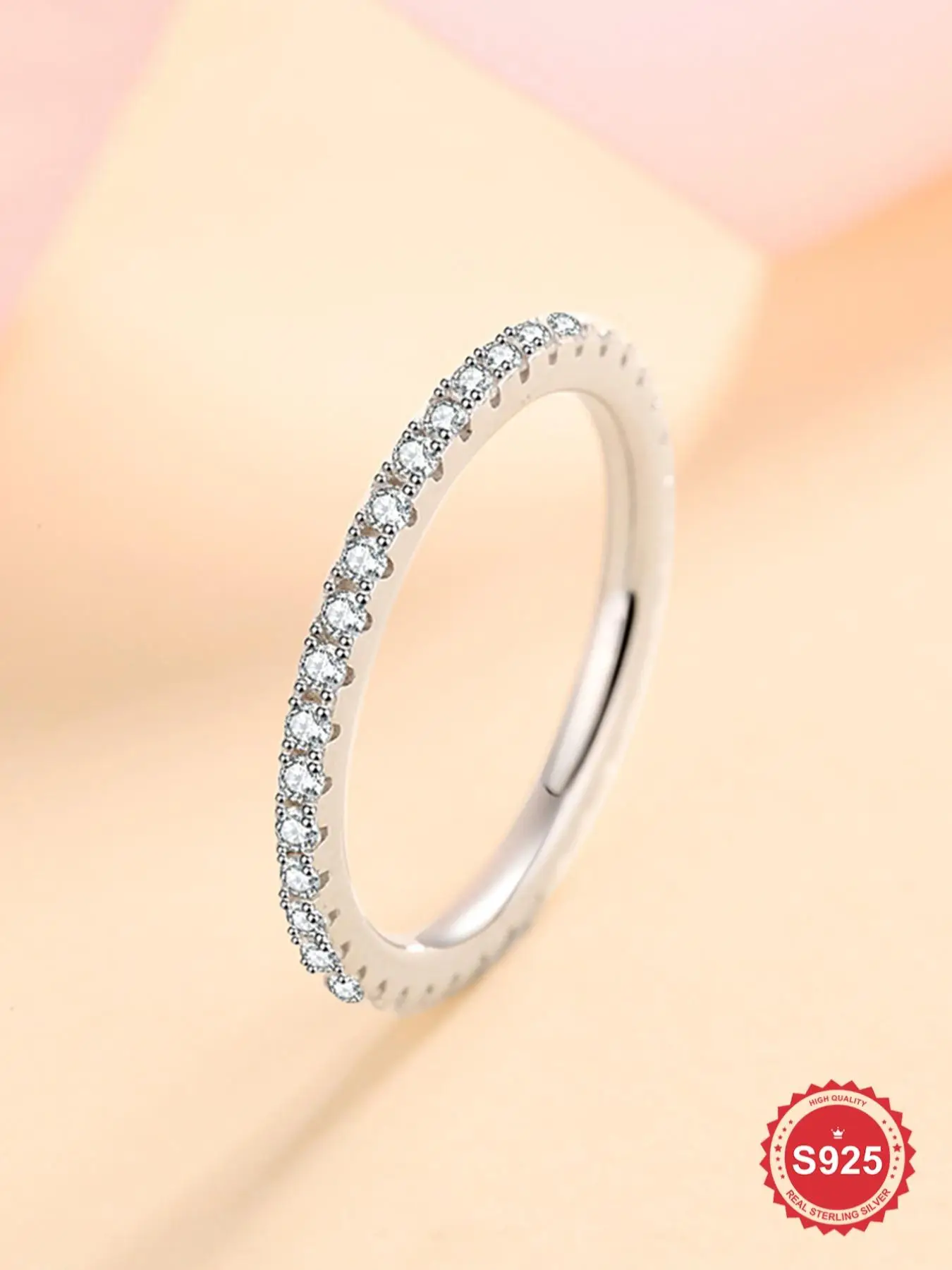 S925 Sterling Silver Elegant Artificial Zircon Ring, Fashion Accessories for Women & Girls, Trendy All-match & Exquisite Jewelry for Birthday Gift