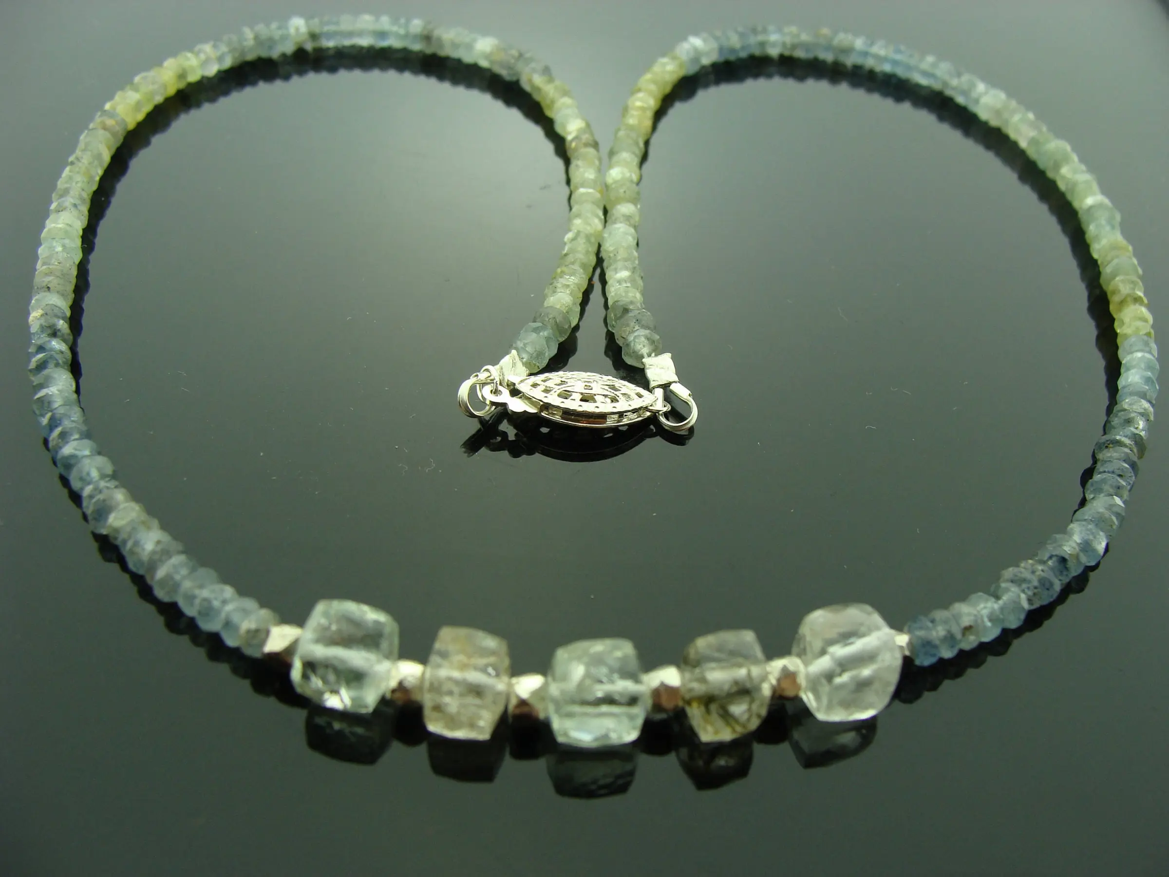 Moss Aquamarine · Prasiolite & Rutilated Quartz · Sterling Silver Necklace · Earthy Gemstone Jewelry · Handmade Gift for Her
