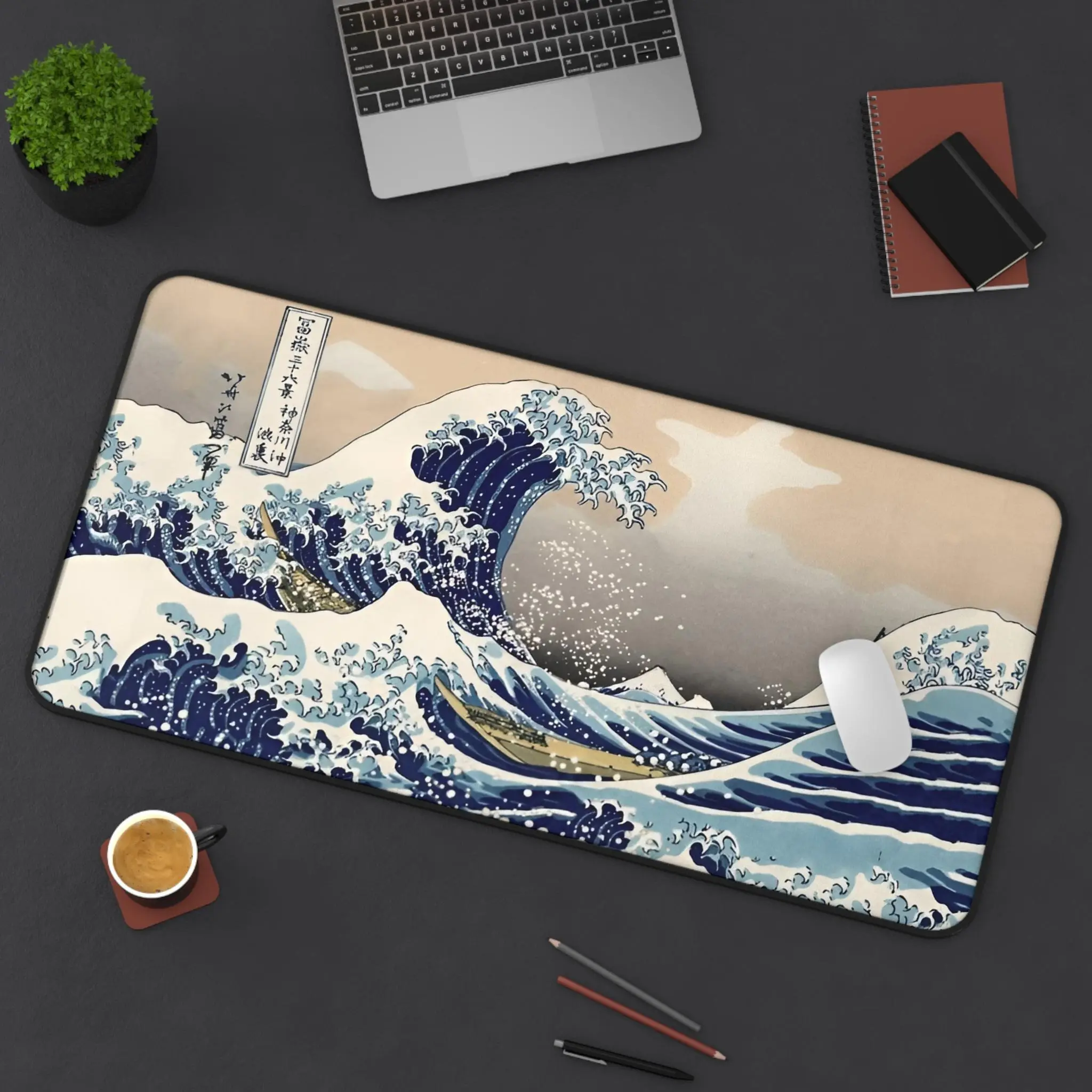 Hokusai Wave Desk Mat _ Artistic Office Decor _ Unique Mouse Pad _ Gift for Art Lovers _ Home Workspace Accessory