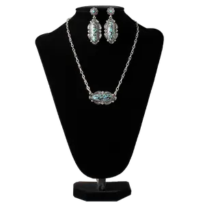 Blazin Roxx Ladies Oblong Marble Blue Bead Jewelry Set 3056088