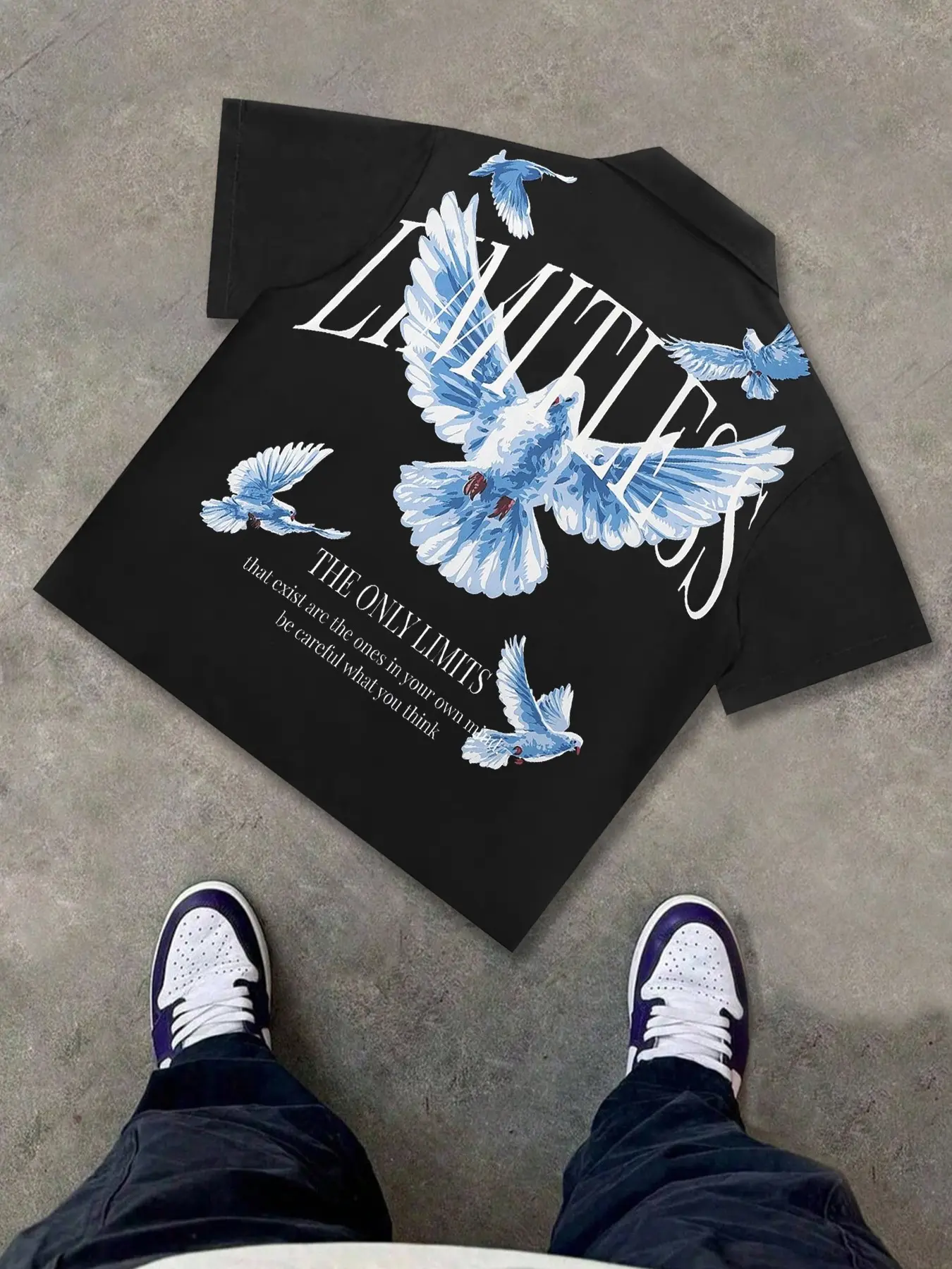 Men's Short Sleeve Zip-Up Trendy Graphic Shirt with Letter Print, Casual Streetwear Style Stylish Pigeon Design for Sports, Streetwear, Everyday Wear, Menswear