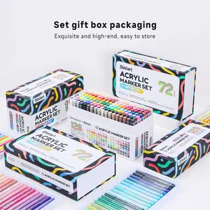 Blue Fruit Qumiart M520 Acrylic Marker Set, 72/126 Colors, 0.7-5mm Soft Tip, Fast-Drying Ink, Multi-Surface Use, DIY Art Pens