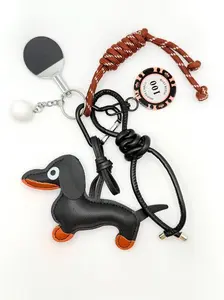 Black Dachshund Bag Charm – Dog Bag Charm Bundle - Ping Pong & Poker Keychain, Dog Lover Gift, Fun Purse Accessory