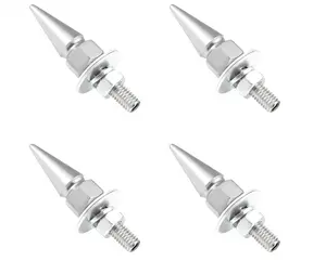 4 PCS Spike License Plate Screws – Anti-Theft Aluminum Bolts for Car, Truck & Motorcycle, Decorative Plate Frame Fasteners, Car Accessories (Silver)