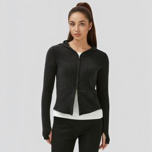 S&W Women’s Cropped Fleece Hoodie Jacket | Slim Fit Warm Hooded Coat | Cozy Double-Sided Outerwear for Winter Style zip-up solid