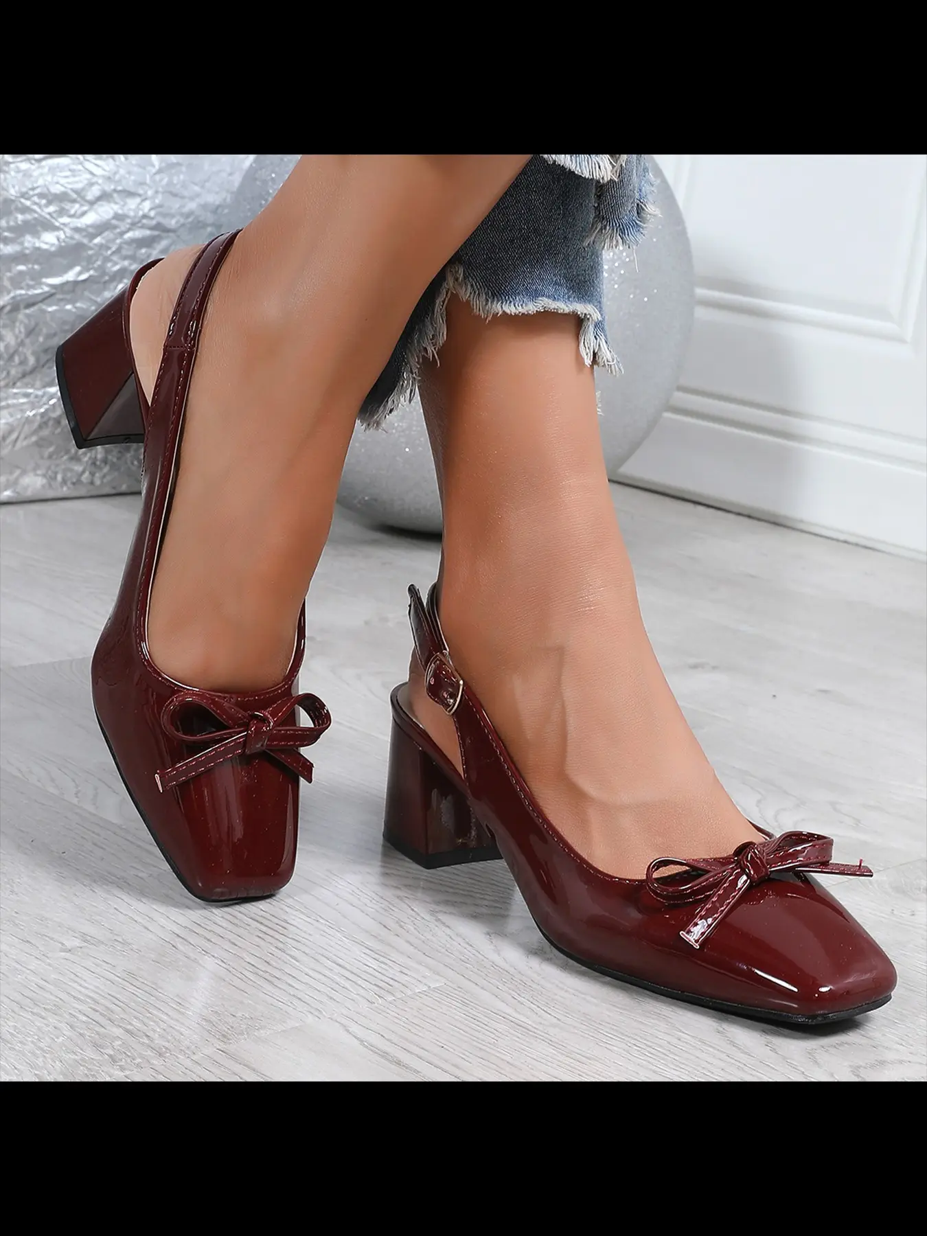 Elegant Summer Women's Luxury Burgundy Sandals, Fashion Square Toe High Heel Shoes, Perfect for Shopping, Parties, Office, and Daily Wear Footwear, Clubbing Footwear