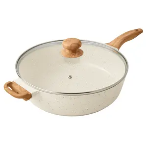 The Pioneer Woman Prairie Signature 6-Quart Cast Aluminum Jumbo Cooker Saute Pan, Linen Speckle