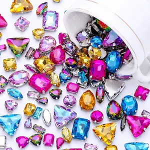 Silver Claw Rhinestones Set - Mix Shape Glass Crystal Sew-On for DIY Wedding Dress Shoes Bags Trim bedazzling kit