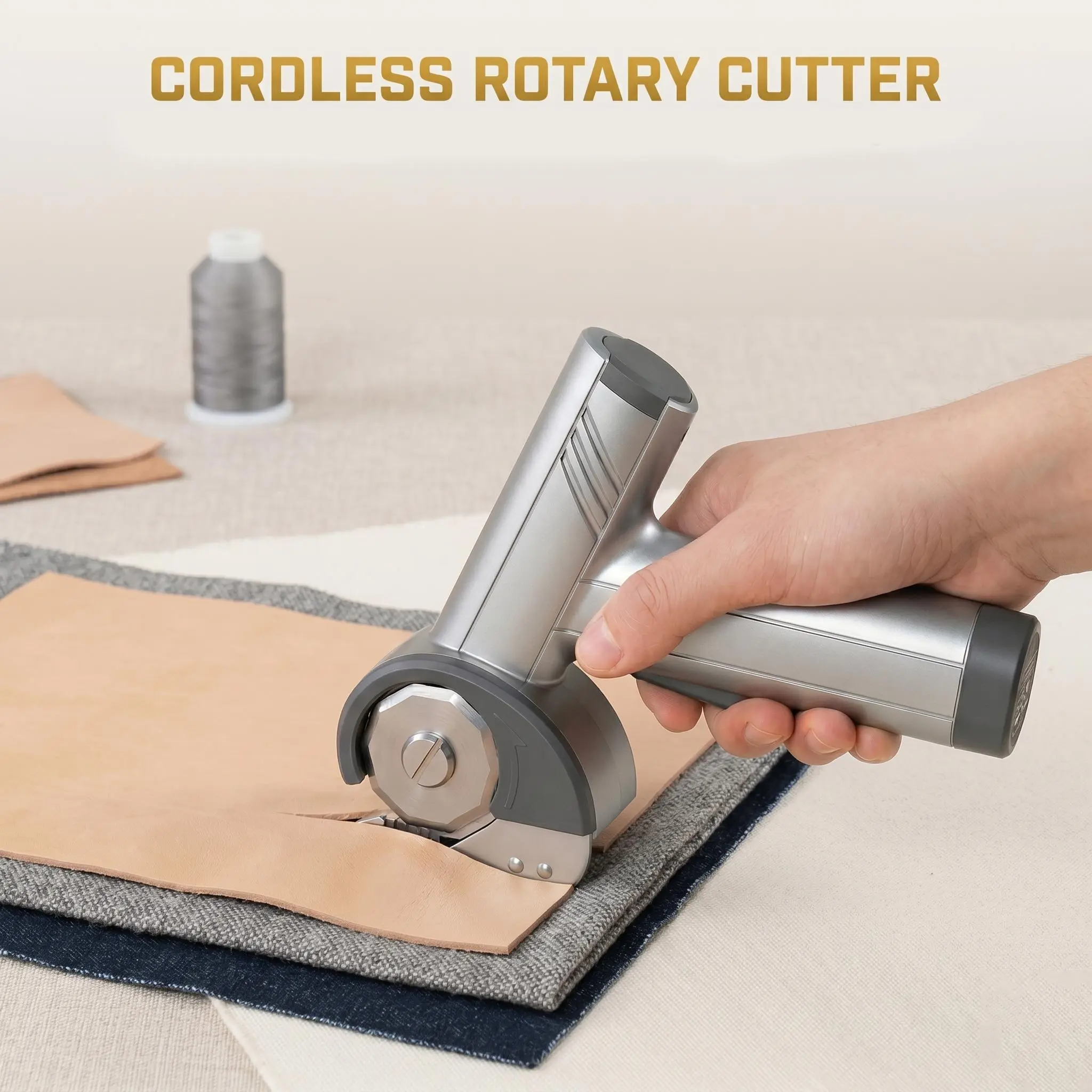 Precision Cordless Electric Rotary Cutter with Digital Display & 4-Speed Control, USB-C Rechargeable Cutting Tool for Fabric, Leather, Cardboard & DIY Craft Projects