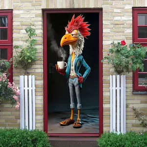 2pcs Creative Cartoon Rooster Wall Stickers Fun Home Decor Decals Self Adhesive Removable Living Room Bedroom Kids Room Wall ArtAnimal Pattern Home Accessories