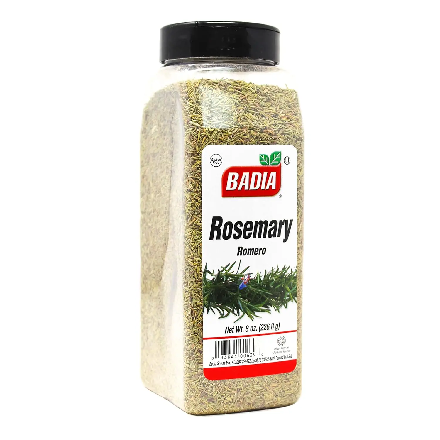 Badia Dried Rosemary Herb, 8 oz Natural Cooking Seasoning - Earthy, Aromatic, Gluten-Free, Versatile Usage for Flavor Enhancement