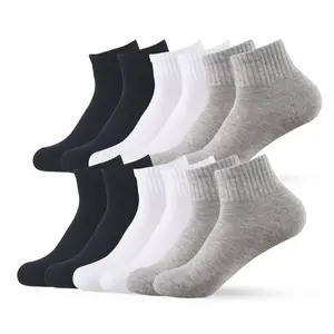12 Pairs Cushion Quarter Socks with Arch Support Cotton Unisex Athletic Sports Workout Running Comfort Sweat-absorbing Anti-Slip Comfy Value Pack