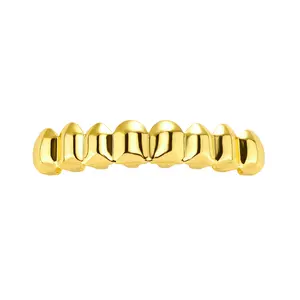 New explosions HIPHOP hip hop gold braces 8 lower teeth 8 teeth braces smooth braces daily personality tide rap accessories.