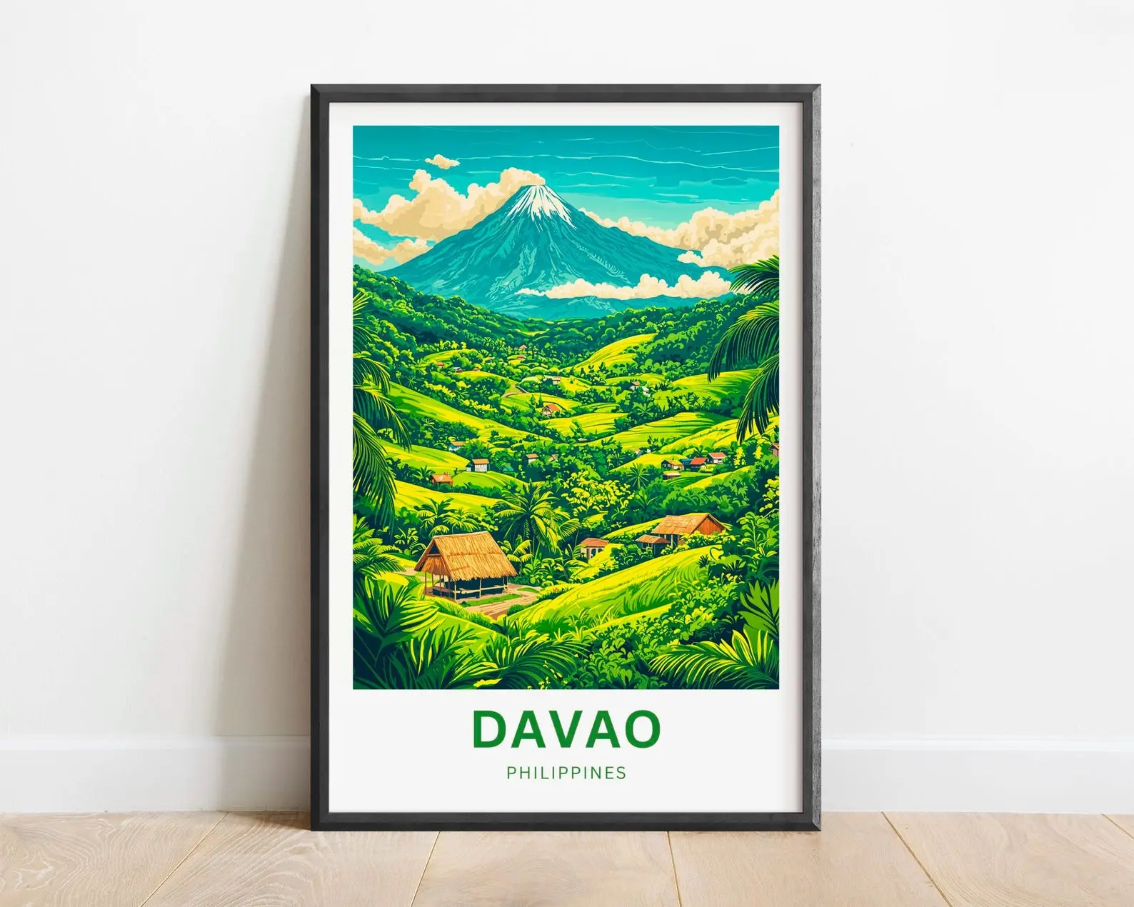 Davao Travel Print Davao Poster Philippines Wall Art Framed Present Gift Philippines Present Personalized Text