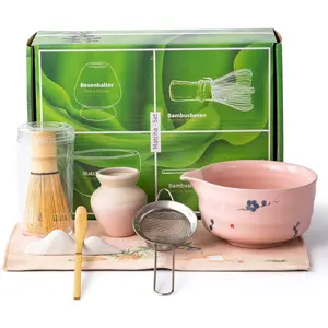 matcha whisk set,matcha set, including matcha bowl, matcha whisk and stand, sieve, spoon, cloth mat,  for matcha lovers ()