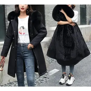 2025 New Women's Winter Parka Long Coat with Wool Liner Hooded Jacket Fur Collar Thick Warm Padded Parka for Snow Wear Size 6XLFYXH