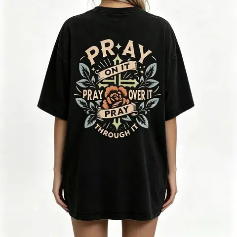 Women's Floral & Letter Print Drop Shoulder Tee, Casual Half Sleeve Round Neck T-shirt for Summer, Women's Top for Daily Wear Black Womenswear Tshirt