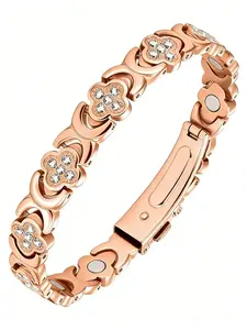 Pure Copper Bracelets for Women, Ultra Strength Magnetic Bracelet with 3800 Gauss Magnets & Sparkling Cubic Zirconia, Adjustable,charm bracelet Bangle Fashion Exquisite Bracelet