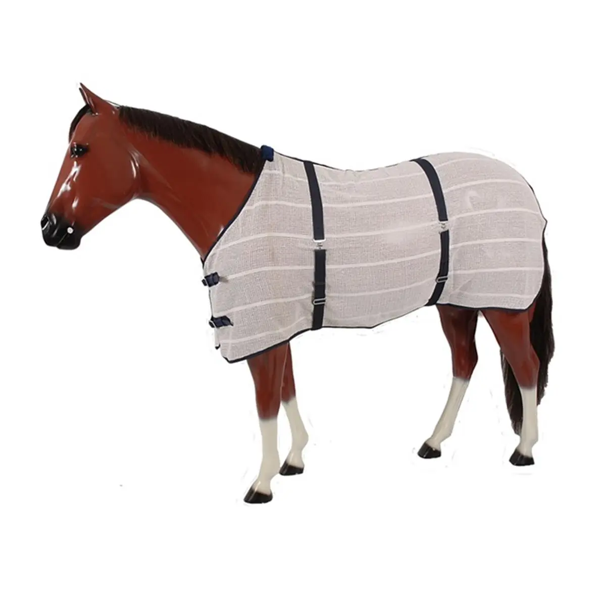212 MAIN 80 in Anti-Sweat Cotton Horse Jack Sheet - 100% Cotton, Fleece Withers Pad, Double Closures, Natural & Navy Trim, Shrinkage, Machine Washable, Gentle Cycle, Line Dry, Equestrian Horsewear