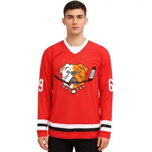 Men's Shore Hockey Jerseys #69 Sudbury BlueberryBulldogs Adult Fan Embroidery Dog Head Pattern V-Neck Large Size S-3XL Trendy Sports Style Outdoor Sportswear Match Day Top Daily Training Suit Christmas Gift