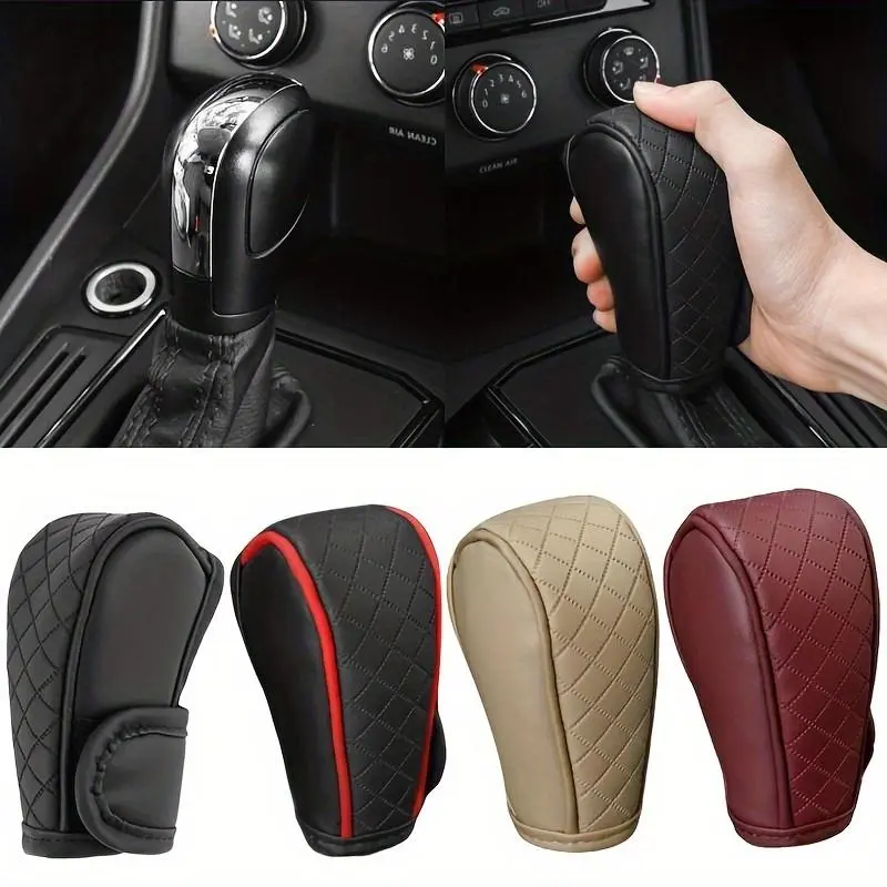 General PU leather anti-skid car Automatic shift knob cover, black auto parts car stall anti-skid box driving control cover Automotive Car Accessories