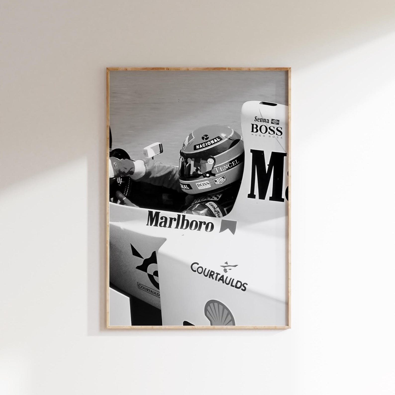 Marlboro - Ayrton Senna Poster,black And White F1 Poster - Image 5