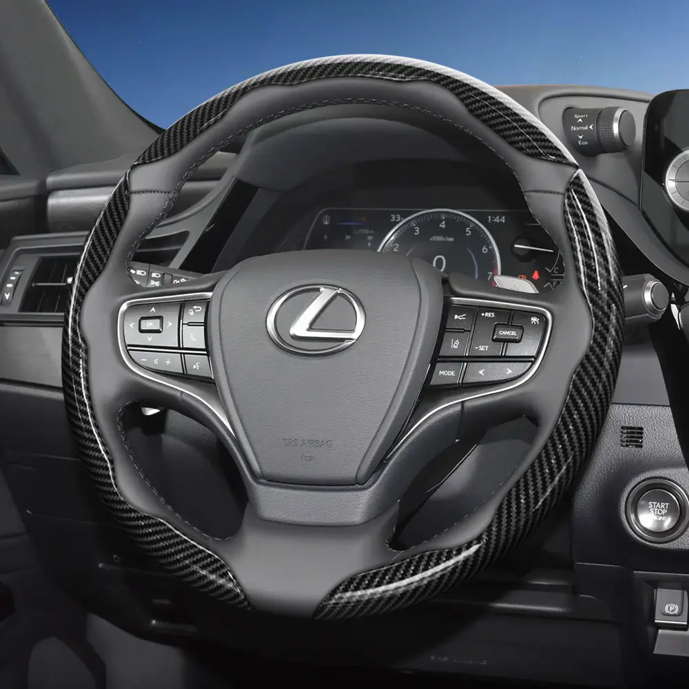 For Lexus Segmented Carbon Fiber Steering Wheel Cover Sporty Non-Slip Comfortable Grip 2-Piece/3-Piece Set Quick-Install All-Season Compatibility For RX/NX/ES/GX/LBX/UX/IS/RZ/LX Black Blue Silver Automotive, Car Interior Kit, Car Accessories