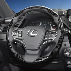 For Lexus Segmented Carbon Fiber Steering Wheel Cover Sporty Non-Slip Comfortable Grip 2-Piece/3-Piece Set Quick-Install All-Season Compatibility For RX/NX/ES/GX/LBX/UX/IS/RZ/LX Black Blue Silver Automotive, Car Interior Kit
