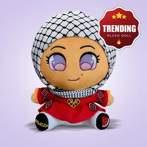 1st Palestine Doll - Mina Kuffiyeh Edition 10" Inch Big Plush with Tatreez & Watermelon Dress Soft Stuffed