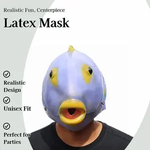 CreepyParty Tropical Fish Mask - Realistic Latex Animal Halloween Costume for Parties Cosplay Photo Booth Props and Pranks - Funny Gag Gift for Adults