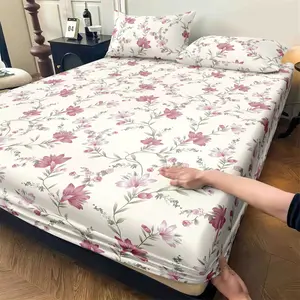 3-piece elegant floral bed sheet set, classic and stylish mattress protector, soft and comfortable deep pocket breathable bedding set, bedroom decoration (1 bed sheet + 2 pillowcases, no pillow inserts)