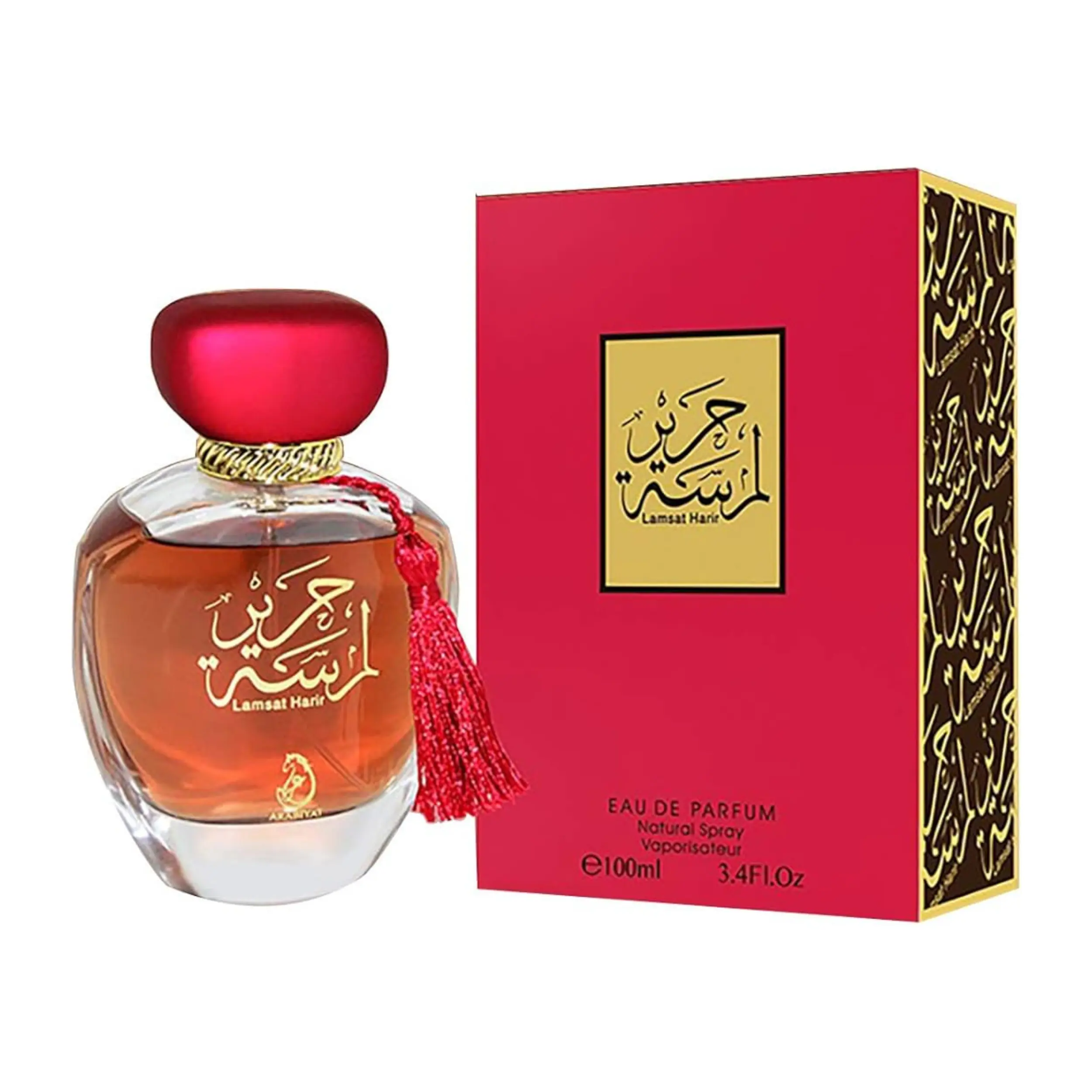 Arabiyat Lamsat Harir Eau De Parfum for Women, 3.4 fl oz | Powdery White Floral & Woody Arabian Fragrance with Patchouli & Musky Notes, Fragrances, Single Item, Aromatic Perfume, Signature Scent, Adults, Feminine Energy, 3 To 3.9 Fl Oz, Captivating Fragra