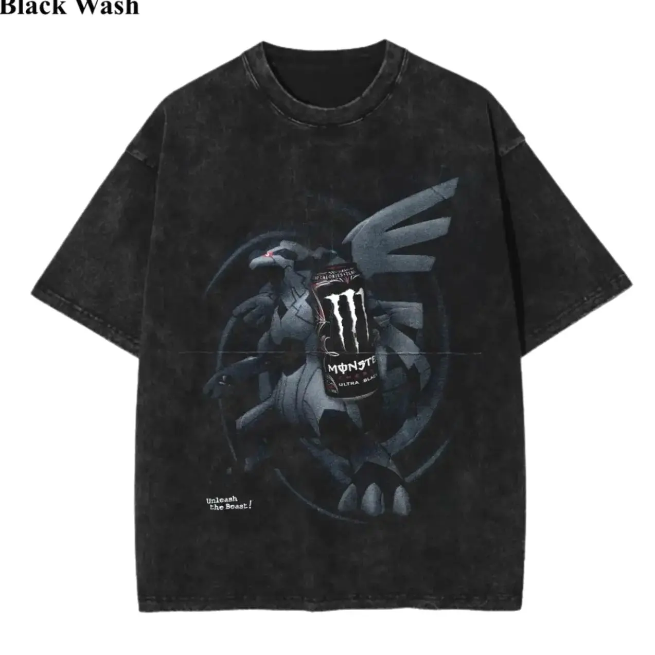 Vintage Zekrom Black Soda Tee, Pocket Monster x Energy Soda Graphic Tees, Pocket Monster T-Shirt, Unisex Anime Shirt, Gym Workout Shirt, Menswear Womenswear Streetwear Top Fit Oversize