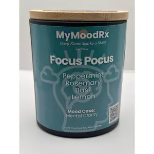 Focus Pocus - 100% Coconut Soy Wax Candle with Peppermint Rosemary Basil & Lemon Oils for Mental Fog Study Deep Work Clarity