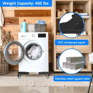 Dedicated base for washing machines and refrigerators — supports 400 pounds, equipped with four heavy-duty casters and four lockable swivel wheels. Washing machine and dryer bases, suitable for placing furniture in various settings, multifunctional and ad