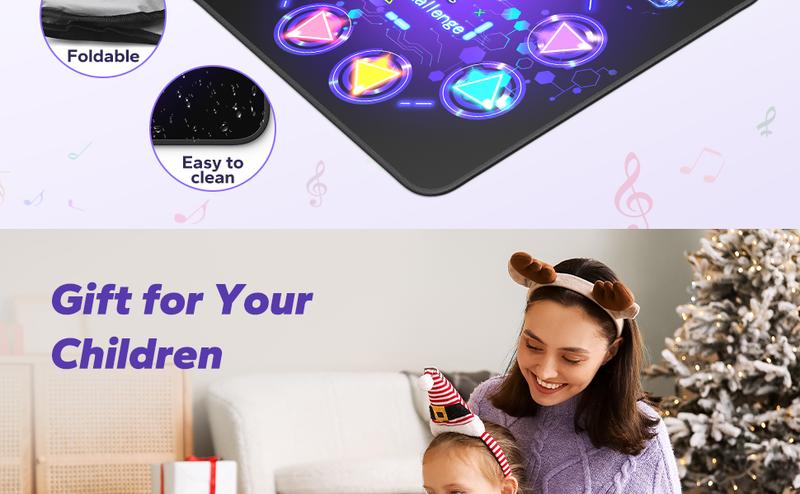 MERACH Dance Mat Bluetooth Electronic Dance Pad with Light-up Built-in Music Dance Game Toy Christmas Gift for Kids Girls Boys 3-12 Years Old