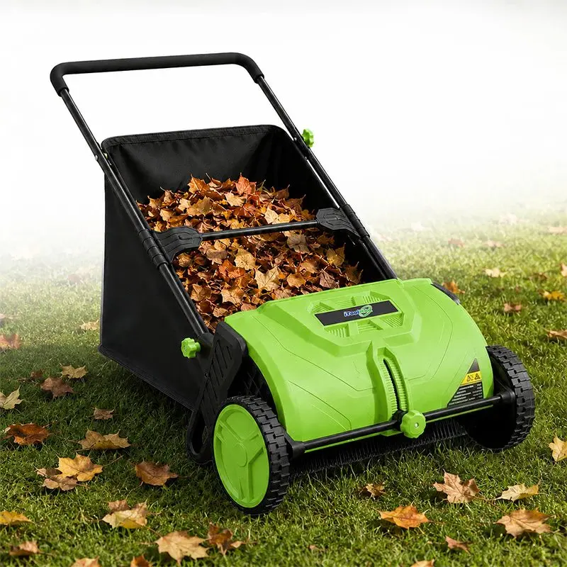 22-Inch Push Lawn Sweeper, Leaf & Grass Collector with 100L / 3.5 Cu. Ft. Large Hopper Bag, Adjustable Brush Height & 10-Inch Wheels for Lawn, Yard & Driveway