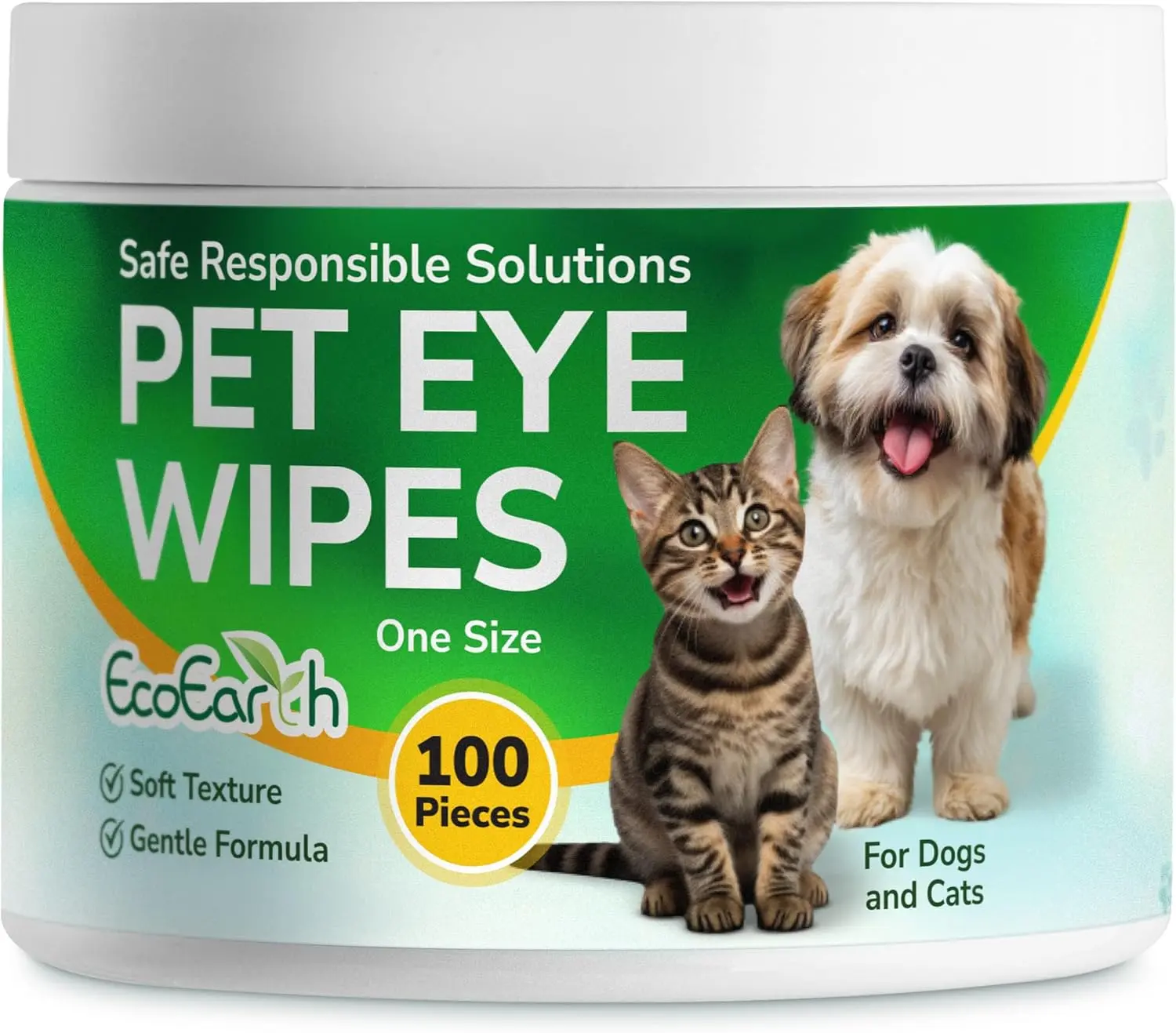 Premium Disposable Pet Grooming Eye Wipes for Dogs & Cats - 100 Pre-Soaked Pads - Tear Removal, Crust & Discharge Remover - Reduces Irritation & Dryness - Ideal for Daily Care, Use Daily