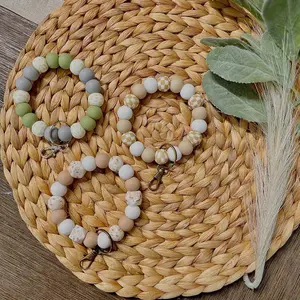 Neutral color silicone wristlet keychains