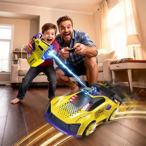 2-Player Interactive Racing Game Car, RC Car Toy with LED Lights, Fun Challenge Game,Racing Car Toy with LED Lights, 2 Controllers, Fun Game，Boys and Girls, Gift Idea, Party Toy, Family Fun