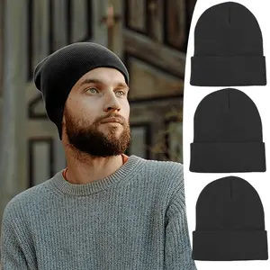 3PCS Solid Color Knit Beanies - Soft Stretchy Winter Hats with Round Top - Coldproof Thermal Insulation for Men Women, Ideal Christmas/Thanksgiving/Halloween Gifts, Casual Formal Outfits - Durable Knit Fabric,Versatile Everyday