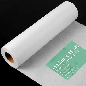 Fusible Interfacing for Sewing, Medium Weight White 11.8in X 15yd Iron  Interfacing, Fusible Fleece Interfacing for Sewing for Sewing Supplies and DIY Crafts Supplies