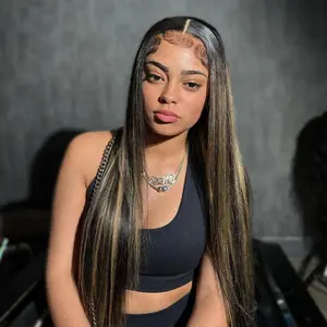 P1B/27 Human Hair Lace Front Human hair Lace Front Wig 13X4 13x6 Transparent Lace Frontal Human hair Wigs Honey Blonde Highlight 180% Density Pre Plucked With Baby Hair Natural Hairline For Woman