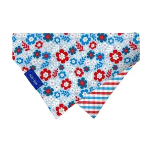 Summer Floral Dog Collar Bandana, Reversible and Two-Tone