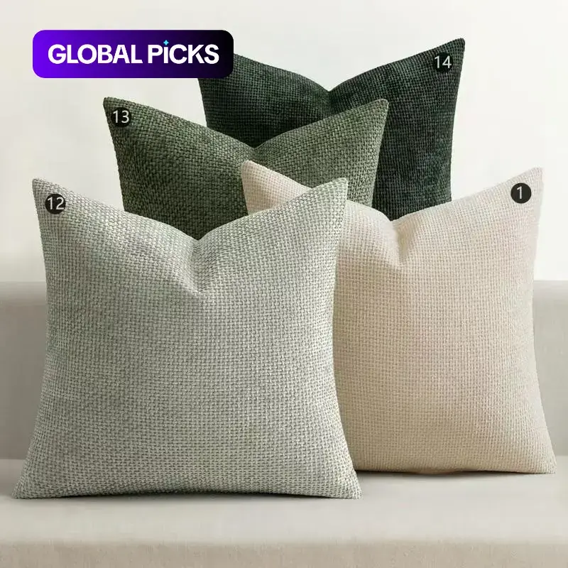 4Pcs Boho Farmhouse Sage Pillow Covers, 18×18 Inches, Modern Nordic Style, Soft Velvet, Christmas Home Decor, for Sofa, Bed & Living Room, Room Cozy Accessories (Without Pillow Insert) #GLOBAL PICKS
