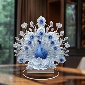 1PCS  10cm Decor Peacock Figure Peacock Decor For Office Housewarming Gift Desktop Decor Ornament