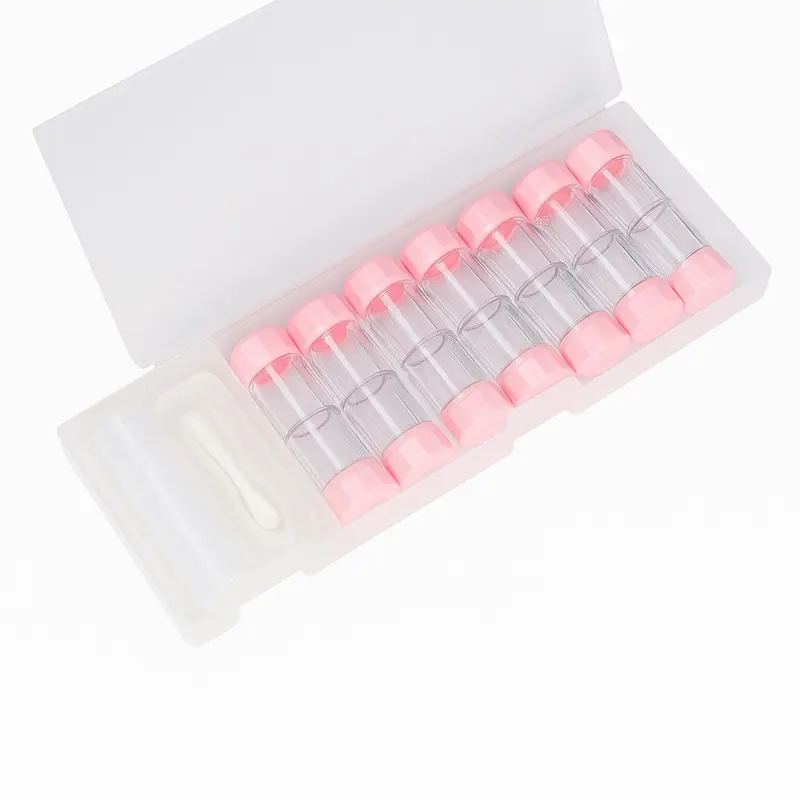 8-Pair Travel Contact Lens Case Kit with Tweezer Applicator and Solution Bottle for Convenient Storage and Travel