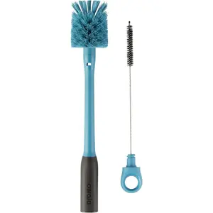 Owala 2-in-1 Water Bottle Brush Cleaner and Water Bottle Straw Cleaner Brush, Water Bottle Brush with Removable Head and Twist n� Hide Straw Brush, Smokey Blue