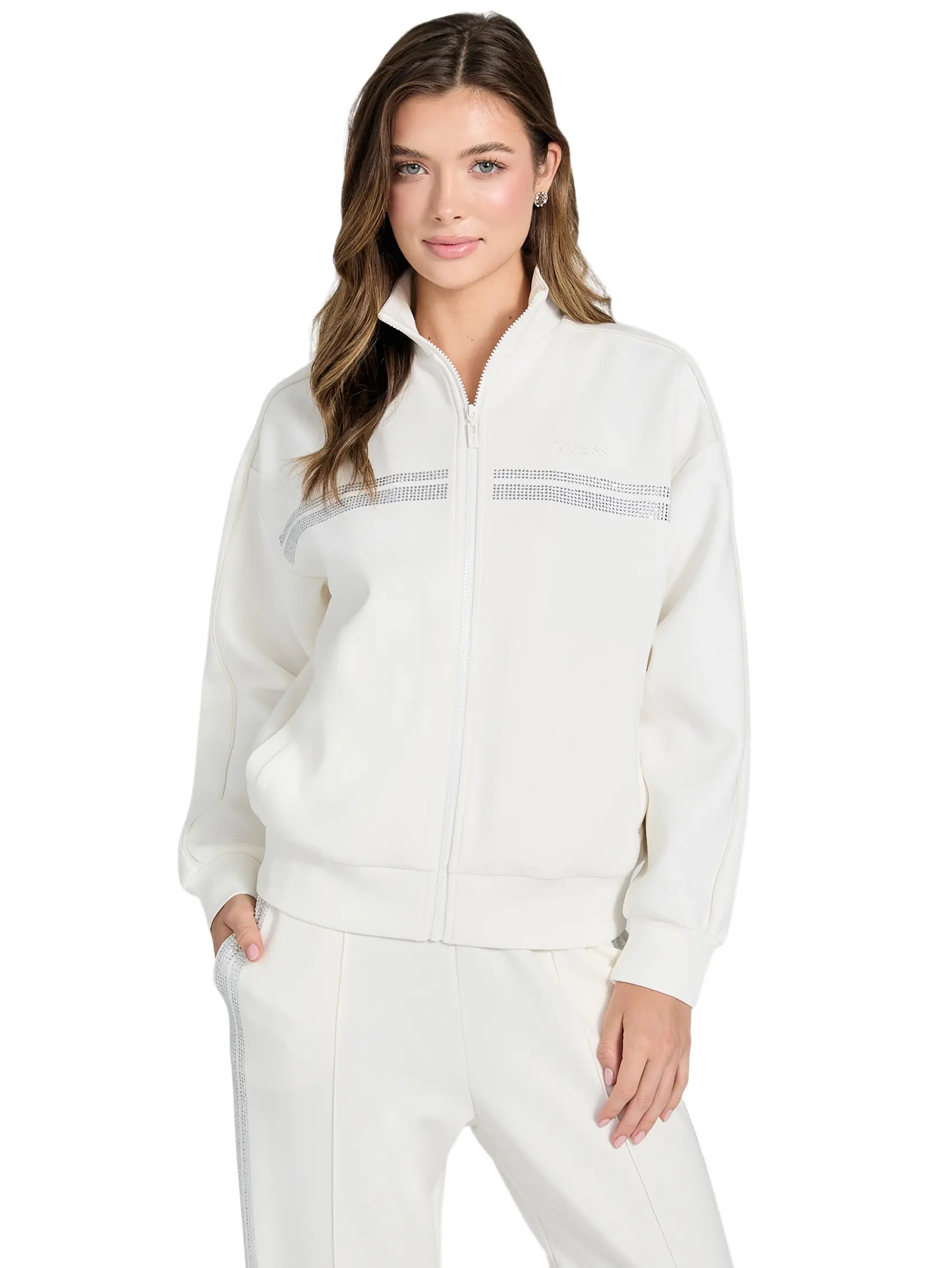 GUESS Female Rhinestone scuba sweatshirt